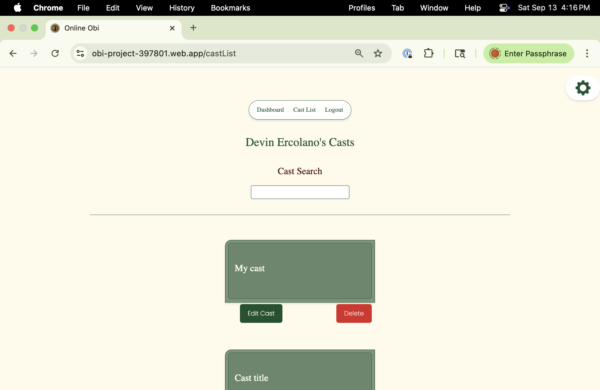 Online Obi app divination history
