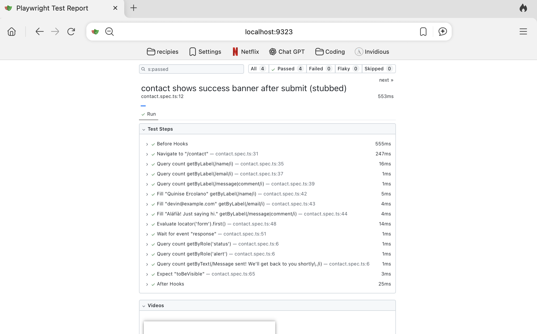 OIDSI-PNW site contact form test details passing